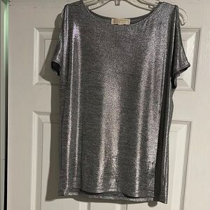 Michael Kors Shimmering Gray Short Sleeve Top